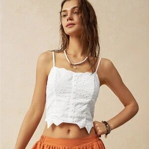 White Eyelet Camisole Top, Medium